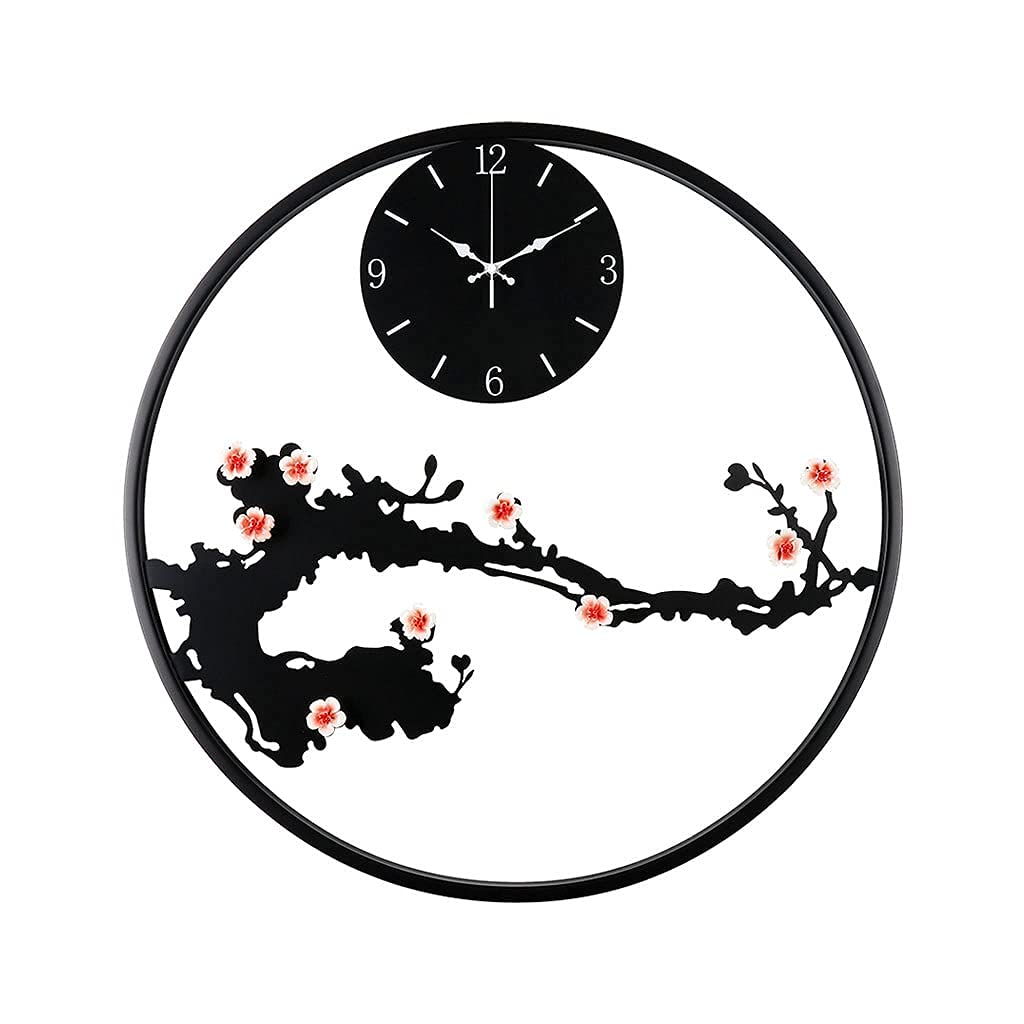 Horloge Murale Style Chinois Prune Idéale Décoration Salon