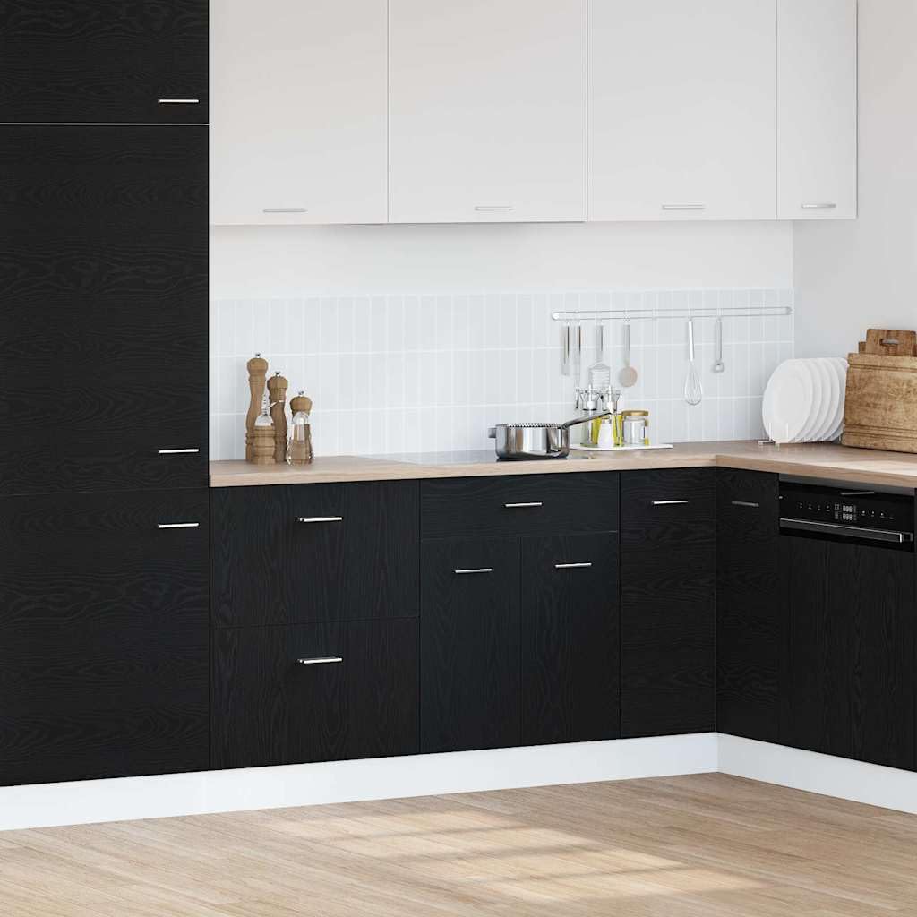 Hängeschrank mit Regal, Schwarz Eichen-Optik, 60x46x81,5 cm, Holzwerkstoff, moderner Küchenschrank für Küche & Speisekammer, langlebige Lagerung