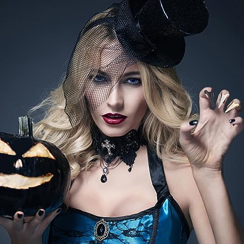 nbeads 15 Pcs 3 Couleurs Doigts Griffes, Anneaux de Bout D'Ongle de Doigt en Métal Anneaux de Griffe de Bout de Punk pour la Fête de Vacances d'art D'Ongle de Cosplay Halloween, Or Clair/Platine/Noir – vue 6