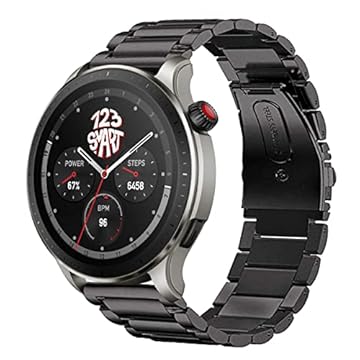 Pulseira de Aço Inoxidável Marca 123Smart Compativel com Amazfit GTR4 GTR 4 A2166 / GTR3 A1971 / GTR 3 Pro A2040 / GTR 2 A1952 / GTR 2e A2023 / Stratos 2 / Stratos 3 / GT 2 46mm / GT 3 46mm / GT 3 PRO / Galaxy Watch 46mm R800 R805 / Galaxy Watch 3 45mm R840 R845 Gear S3 - 123smart - Preto