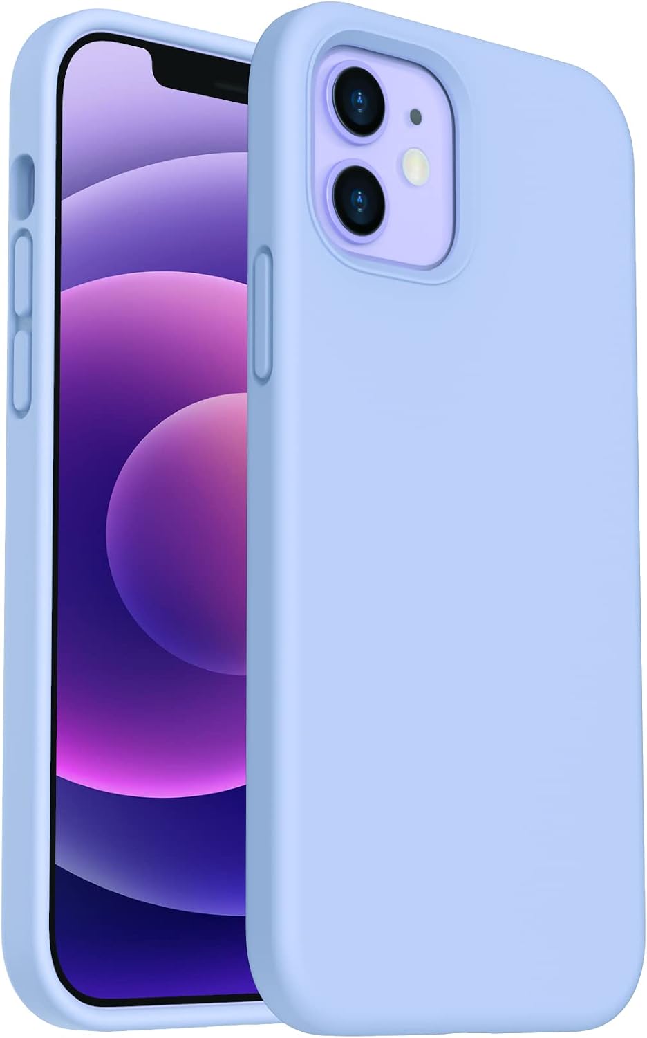 ORNARTO Shockproof Liquid Silicone Designed for iPhone 12 Mini Case 5.4", Gel Rubber Full Body Protection Anti-Shock Cover Case Drop Protection Silicone Case 5.4inch-Light Blue