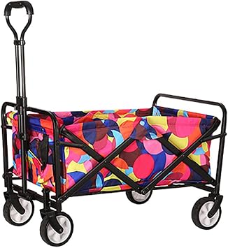 Camping Wagon Trolley bag Collapsible beach folding Trolley Heavy Duty 70kg Utility Garden Yard steel frame Removable With seat belt Shopping Cart 4 big rubber Wheels 5 Large 65L