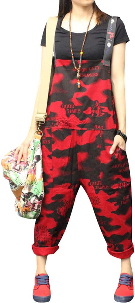 Women's Sleeveless Harem Jumpsuits Denim Dungarees Cotton Overalls