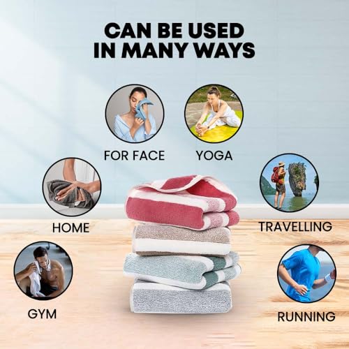Image of MAXOSHINE Hand Towel Set of 4-Super Soft Quick Dry Microfiber Face Towel for Women Men-Hanging Loop Napkins for Wash Basin Gym Sports Travel-40 x 60 cm (Green /Grey, Set of 2)