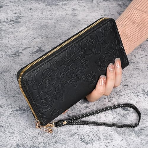 Womens Wallet RFID Wristlet Wallet for Women Cute Floral Leather Credit Card Holder Wallet Ladies Clutch Long Purses2