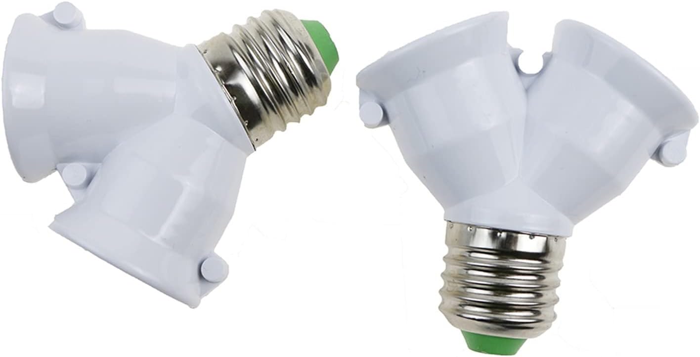 100PCS Y Shape E27 to 2 E27 Lamp Holder Converter Corn Bulb Base Type Socket Conversion 2E27 Splitter Adapter