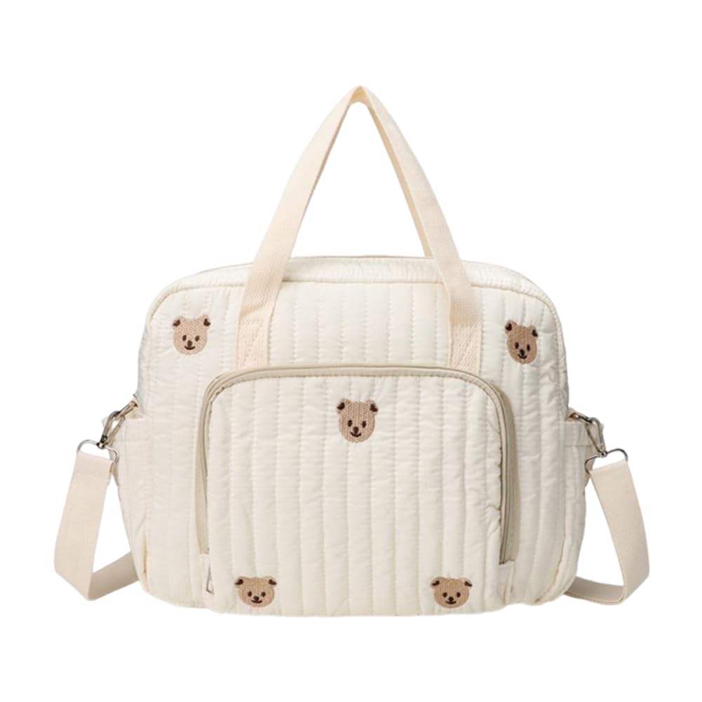 Multi-Functional Travel Diaper Bag Tote, Lightweight Quilted Crossbody Baby Bag with Stroller Straps, Mini Diaper Purse for Mom, Must-Have Cute Small Diapers Essentials