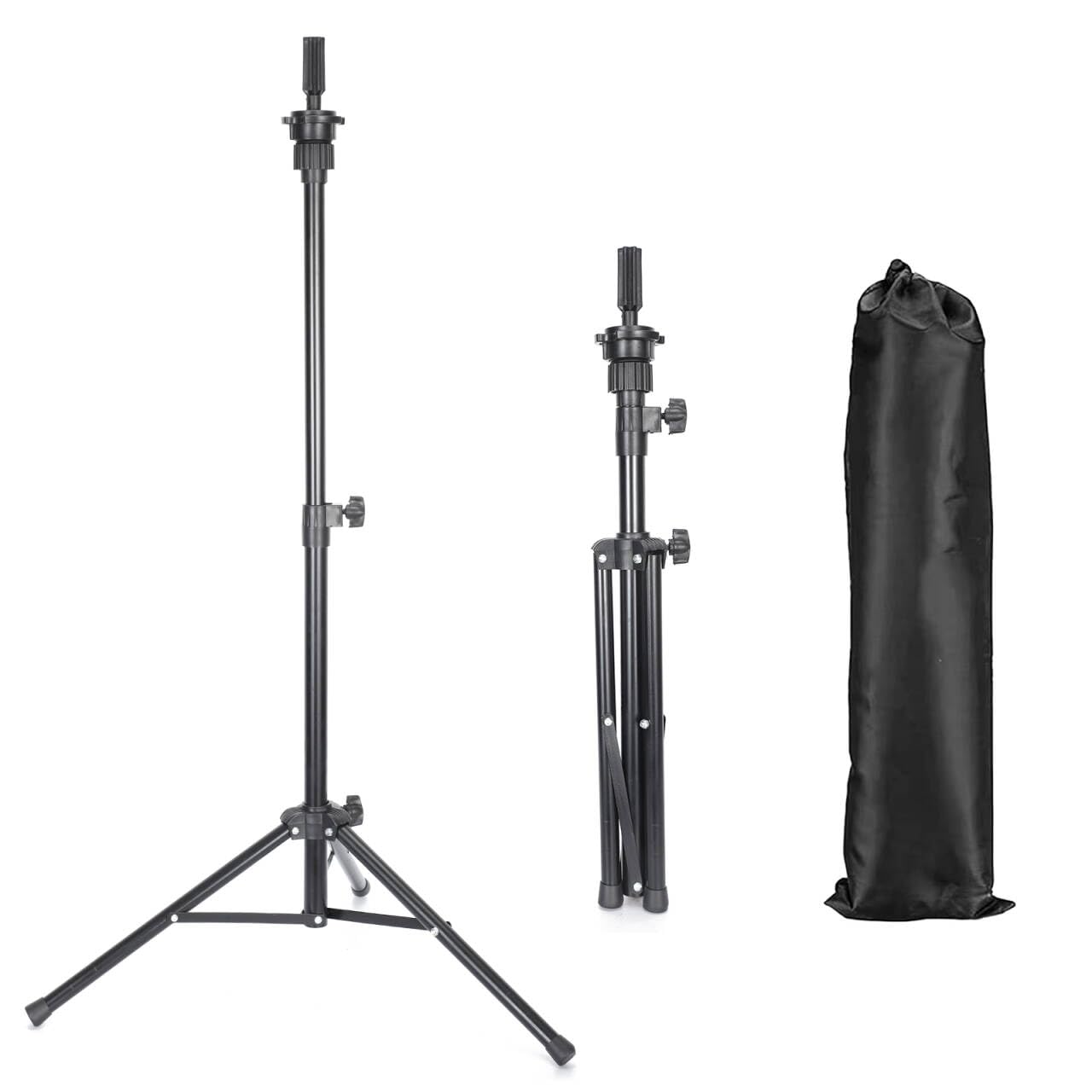 Davinona Black-1 Mannequin Head Stand Wig Stand, Wig Tripod Height Adjustment(90-120Cm) For Mannequin Head,Manikin Head,Canvas Foam Head,Hair Doll Head,For Wigs,Training And Hairdressing