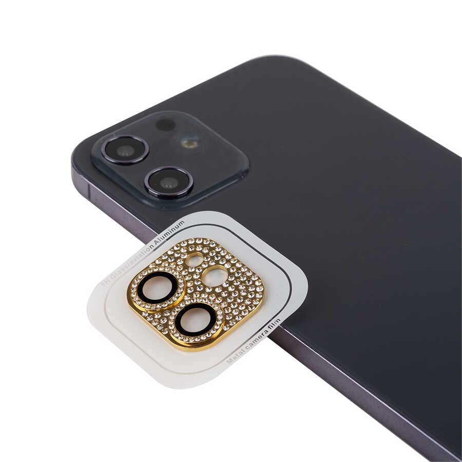 Zore Apple ile uyumlu iPhone 12 CL-08 Kamera Lens Koruyucu Gold