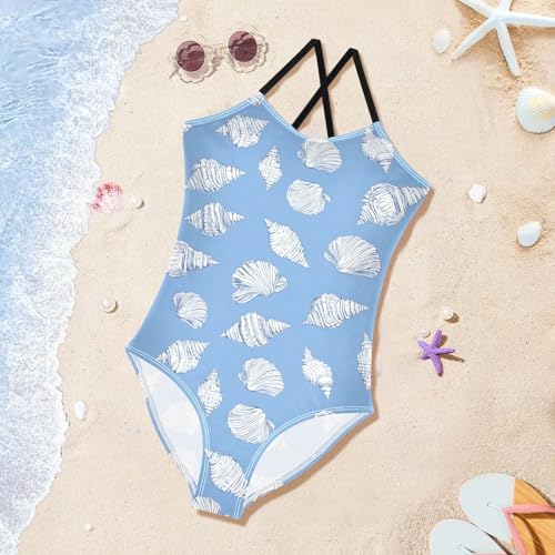 Conch Girls One Piece Swimsuits Quick Dry Beach Swimwear Bathing Suit3