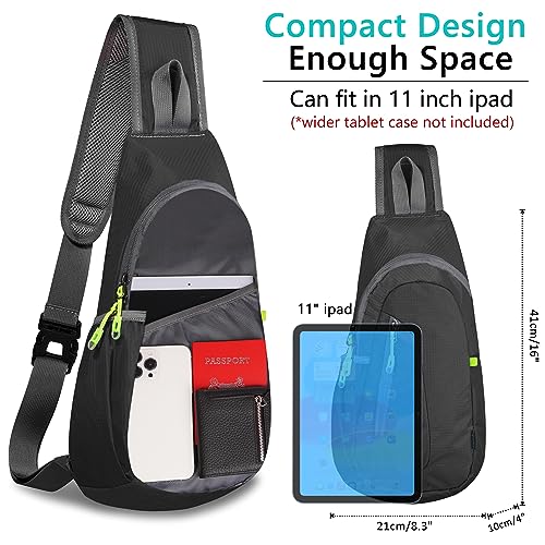 TITECOUGO Small Backpack Sling Bag for Men Women Shoulder Bags Gym Cross Body Running Rucksack Work Healthy Back Bag Chest Bags Crossbody Backpacks Daypack Camp Day Packs Sports Lightweight Black - Image 3