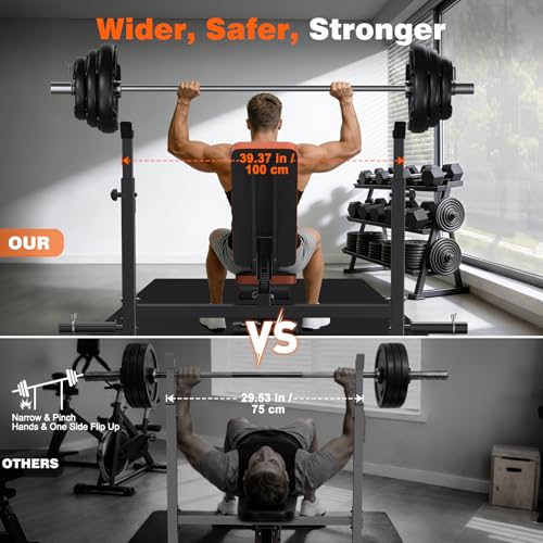 Image of Fostoy Adjustable Weight Bench with Barbell Rack & Incline Design