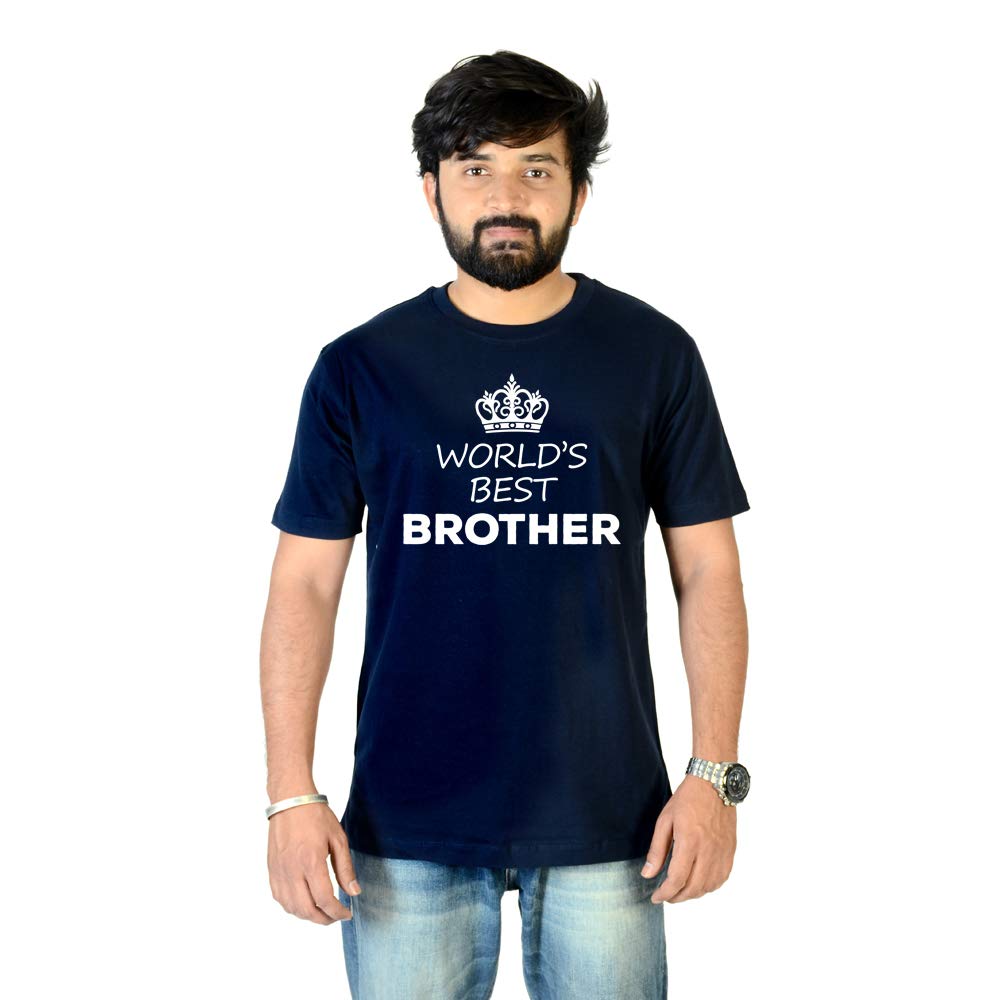 Chiraiyaa Half Sleeves Stylish Cotton T-Shirt for Mens (World's Best Brother, Bhai, Attitude, Printed, Trend, New, Typography)