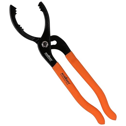 HORUSDY 12" Adjustable Oil Filter Pliers, Adjustable Oil Filter Wrench Removal Tool (Orange)