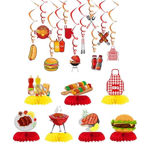 Umimiss 29PCS BBQ Party Decorations - Bbq Decorations, BBQ Party Decorations Bbq Baby Shower Centerpieces, BBQ Birthday Hanging Swirl Party For Birthdays Carnival Summer BBQ Holidays Party Supplies