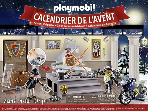 PLAYMOBIL 71347 Calendrier de l'Avent - Police- La magie de Noël - 24 fenêtres à ouvrir en attendant Noël, jouet avec décor pour enfants à partir de 4 ans