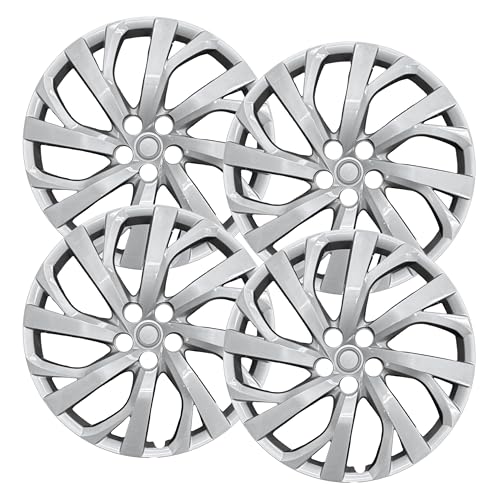 Hubcaps.com - Premium Quality 16 inch Silver Hubcaps fits 2017 2018 & 2019 Toyota Corolla Heavy Duty Solid Clip Construction (Set of 4) (61181AMS-4)