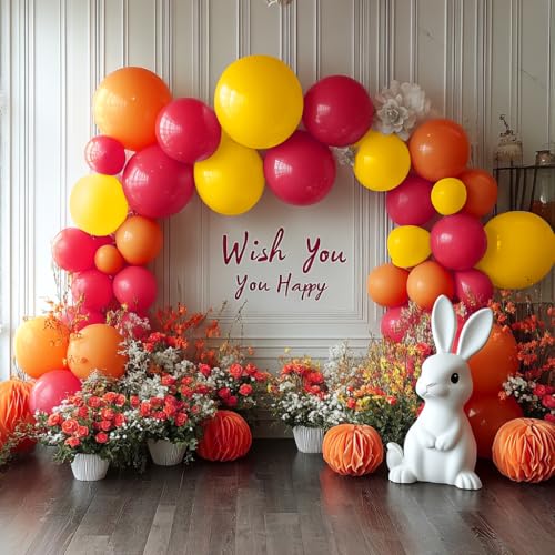 Image of Kelfara Red Yellow Orange Fall Balloons 60PCS 12 inch Orange Yellow Burgundy Latex Balloons with Ribbons for Baby Shower Birthday Fall ThanksGiving Pumpkin Themed Party Decorations