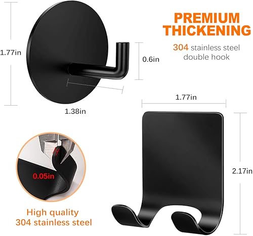 Miniatura 2 de Paquete de 2 soportes para maquinilla de afeitar para ducha + 2 ganchos adhesivos de pared, soporte autoadhesivo de acero inoxidable 304 y ganchos