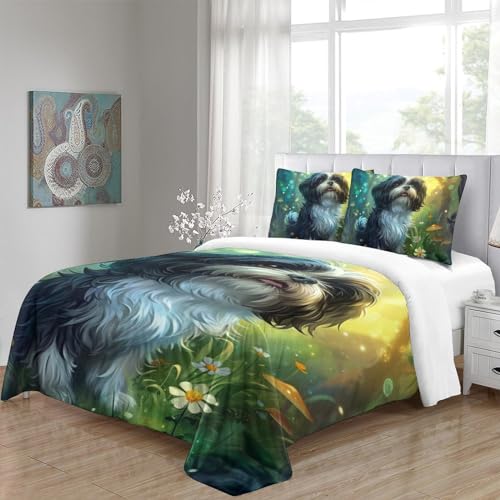 Housse de couette chien 3D hypoallergénique et thermorégulatrice en microfibre douce 200x200