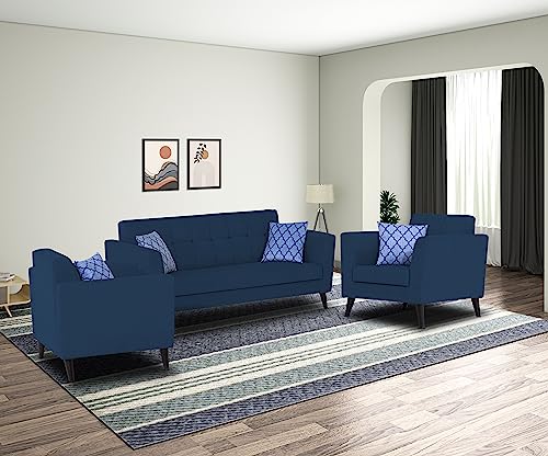 Image of Adorn India Dannis 3+2+1 6 Seater Sofa Set (Blue) (3 Year Warranty)