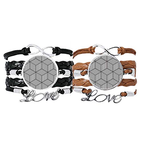 Pulsera de cuerdas de cuero DIYthinker con ilustración de líneas minimalistas para parejas