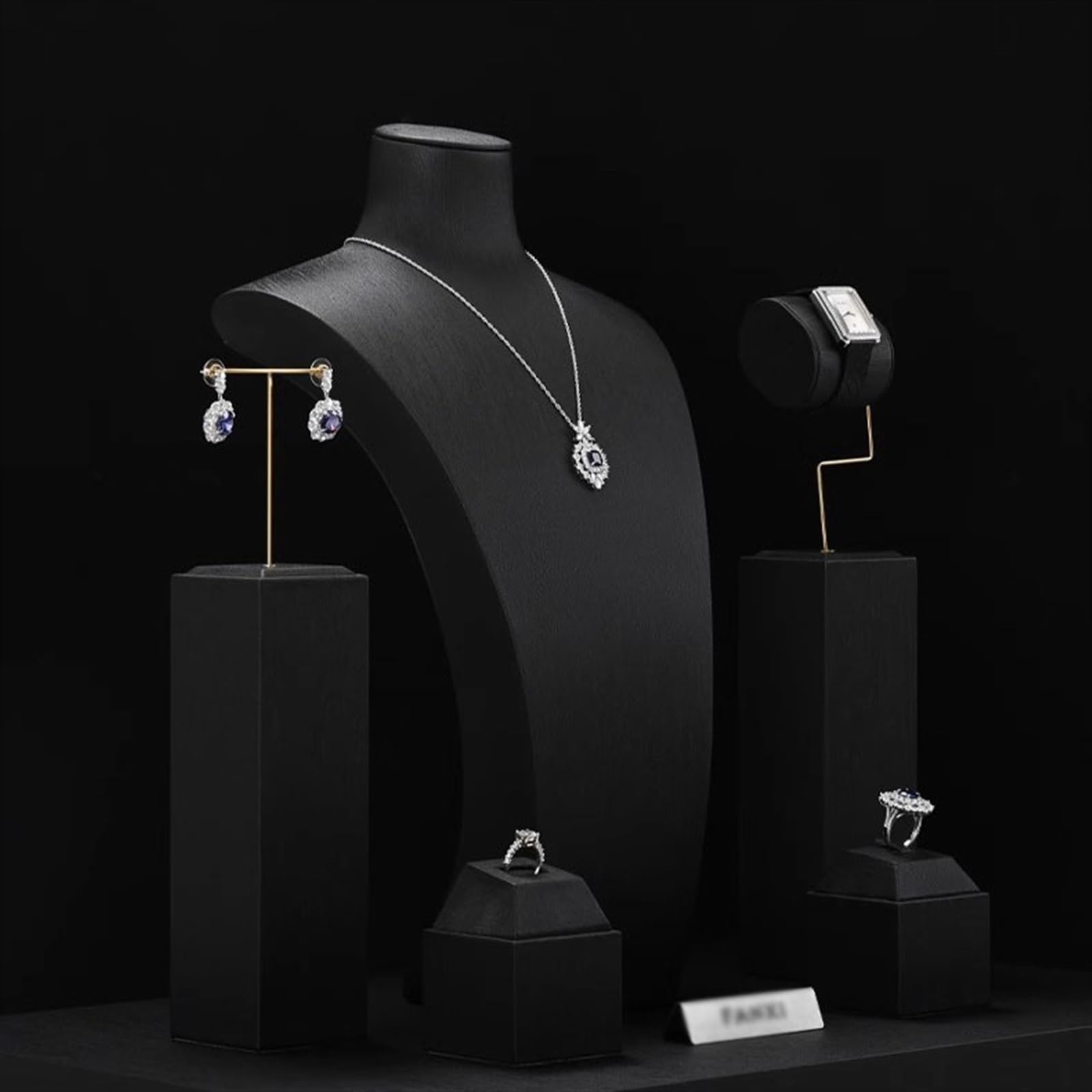 stojak na biżuterię Czarny naszyjnik biust manekin sztuczna skóra łańcuszek z wisiorem biżuteria patera stojak wyświetlacz biżuterii do sprzedaży