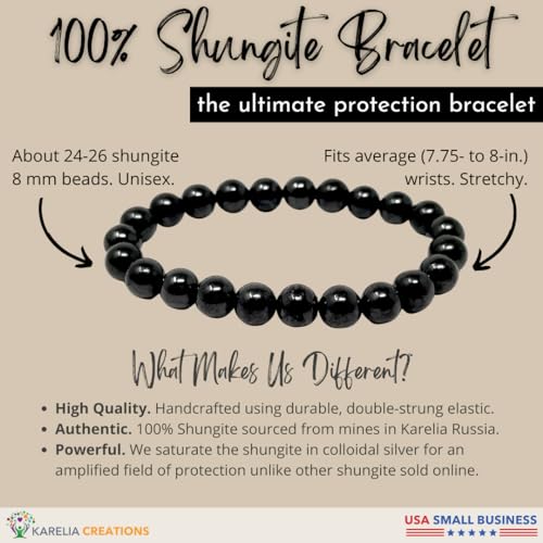 Shungite Protection Bracelet - Fits Average Adult Wrists Men Women Authentic for EMF2