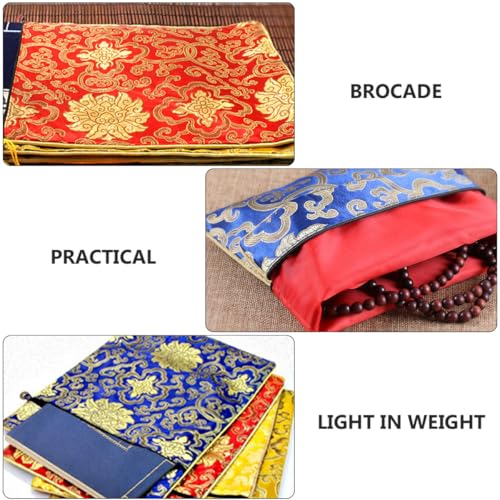 Bolsa de libros budistas estilo chino pack de 2 fundas medianas de brocado bordado 20x25 cm 3