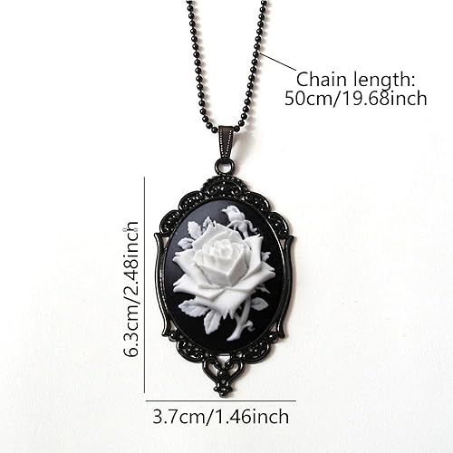 Miniatura 4 de Collar de rosa gótica para mujer, collar con colgante de camafeo de rosa vintage, collar de gargantilla de rosa roja de Halloween, collar victoriano