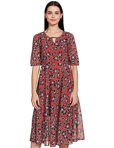 Image of Amazon Brand - Eden & Ivy Women's Georgette Fit & Flare One Piece Midi Length Dress (with Lining)