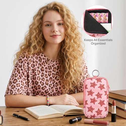 Image of KJQJLY 2 Pack Portable Tampon Organizer Bag Tampon Holder & Storage Case with Zipper for Travel, Discreet Period Bag for Purse, Waterproof Feminine Products Pouch for Women (Star)