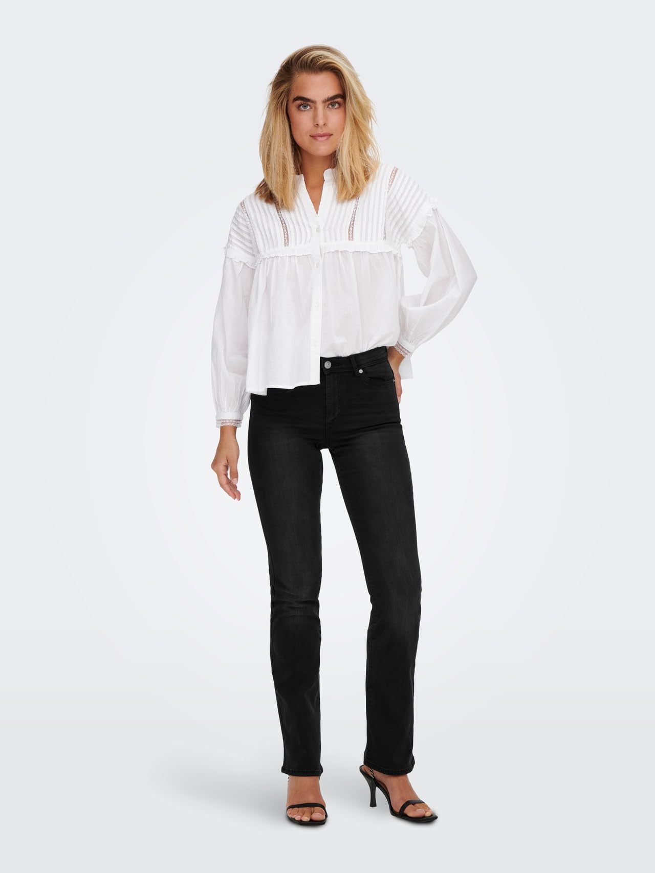 ONLY Jean Flared ONLWAUW Taille Haute Flared Fit Jeans