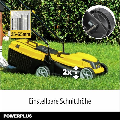 Powerplus Tondeuse Gazon Electrique POWEG62205 Tondeuse a Gazon de 1300 W 320 mm O avec Ramassage et Ejection Arriere