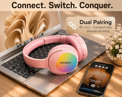 Image of RASSFOAT X7 RGB Wireless Headphones - Powerful Sound, 10H Playtime & Stunning 7-Color RGB Lights. Foldable, Comfortable, and Perfect for Music, Gaming, Movies & Calls-Anywhere, Anytime.