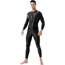 Men's Glossy Lingerie Double-ended Zipper Leotard Full Body Yoga Bodybuilding Sports Jumpsuit