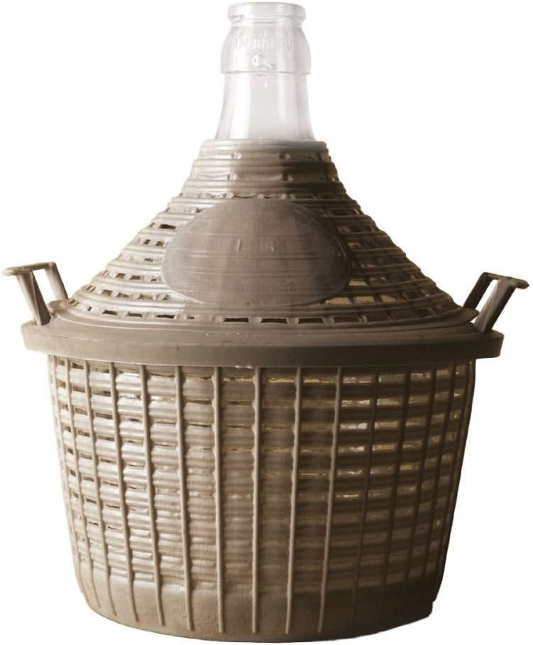 Glass carboy/demijohn with protective basket, 54 L - for storage and fermentation