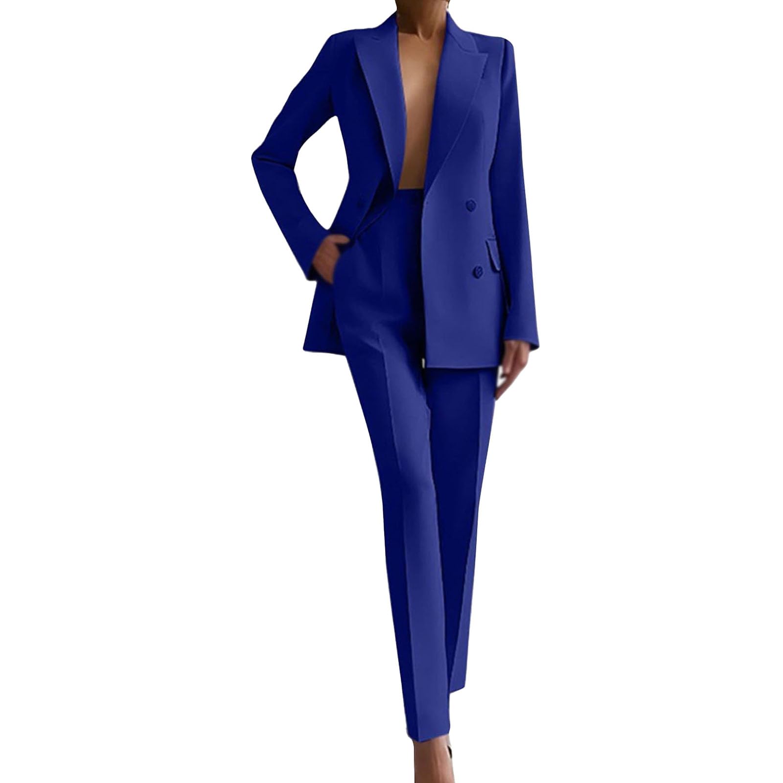 Completo da donna elegante in 2 pezzi, stile casual, alla moda, aperto sul davanti, slim fit, blazer elegante per lavoro e ufficio