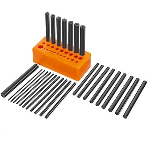 Stark 28-Pieces Center Transfer Punch Set (3/32" to 1/2") Toolmakers Heat Treated Alloy Steel Mechanic with Case Holder Cover