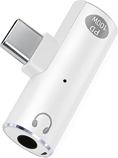 USB C to 0.25cm Jack Adapter, Headphone Splitter 2 in 1 100W | USB C to 1/2" Headphone Adapter and Charging 100W PD, Audio Splitter with DAC for Headphones, Mobiles, Tablets, Laptops