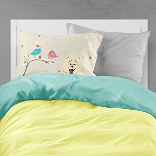 Tesori Dell' Caroline BB2612PILLOWCASE Regali Di Natale Tra Amici Chow Chow Bianco Tessuto Federa, Standard, Multicolore - 2