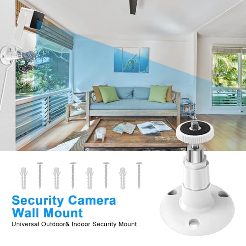 Wall Mount for Wyze Cam Pan V3 with 26FT Charging Cable, Wyze Mounting Kit Including 90 Degree Extension Charging Cable, 360 Degree Adjustable Indoor/Outdoor Ceiling Mount and 20 Wire Clips (White)