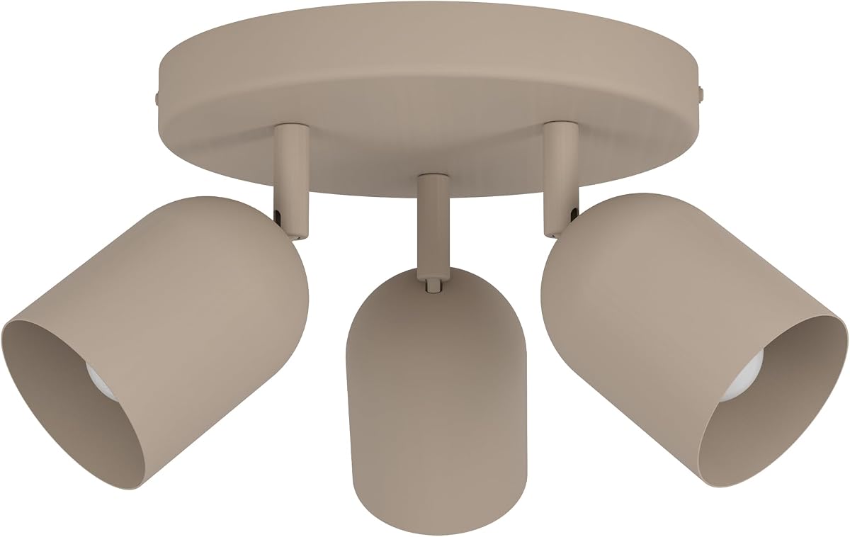 EGLO Deckenlampe 3-flammig Tilston, Deckenstrahler Wohnzimmer | Spot Deckenleuchte aus Stahl in Sandfarben, E14 Fassung