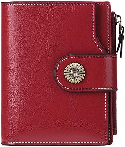 SENDEFN Small Women Wallet Genuine Leather RFID Blocking Bifold Small Purse with Zipper Pocket