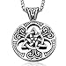 Mens Women's Celtic Knot Magic Double Side Solid Heavy Pendant Necklace Men's Stainless Steel Box Chain Jewelry