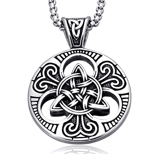 Celtic Knot Necklace for Men, Stainless Steel Double-Sided Pendant, 20 in by ENHONG - Used condition - US$11.18