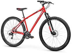 Anakon SK10 Bicicleta de montaña, Hombre, Rojo, L: Cuadro de Aluminio 6061 Grupo Shimano de 24 velocidades Freno de disco de 160mm Con suspensión delantera Llanta de 29" en aluminio