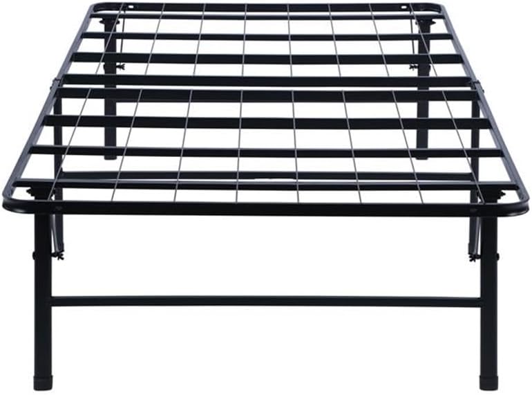 Pemberly Row Modern Metal Queen Mattress Support Frame, Black Powder Coated Finish, Heavy Gauge Steel Construction, Foldable Design, Platform Base for Mattress, Box Spring Replacement, 16" H x 58" W