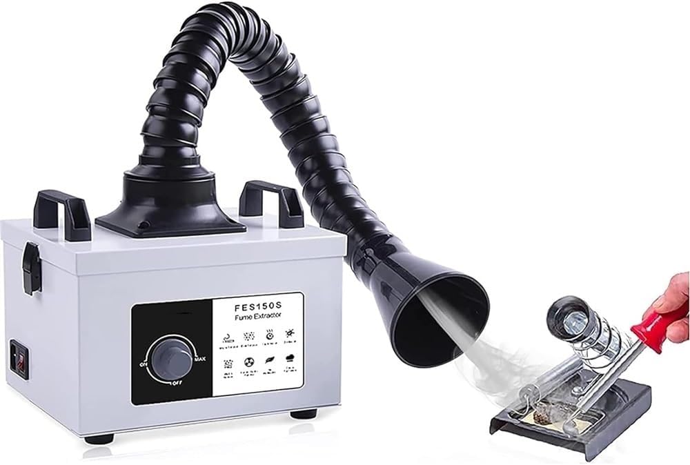 Bench Solder Fume Extractor 150W Solder Smoke Absorber Wiht 3 Stage Filters, Strong Suction, 0.3μm 99.97% High Efficiency Filtration, Solder Smoker for DIY Welding Work Soldering Station