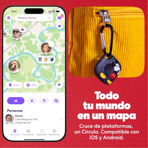 Miniatura 7 de Life360 x Disney Tile - Starter Pack - Localizadores Bluetooth para Llaves, Carteras y Mucho más. Compatible con iOS y Android.Paquete de 2 (Tile Negro/Slim) - Mickey